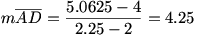 mAD=(5.0625-4)/(2.25-2)=4.25