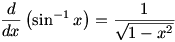 d/dx(asin x)=1/sqrt(1-x^2)