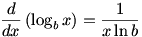 d/dx (log_b x)=1/(x ln b)