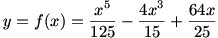 y=f(x)=x^5/125-4x^3/15+64x/25
